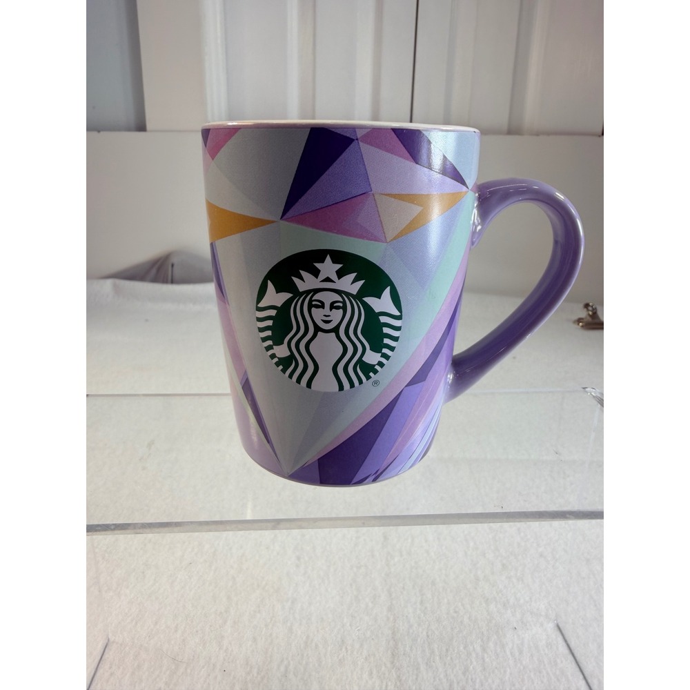 Starbucks Purple Geometric Prism Ceramic Coffee Mug Siren Logo 2015 Lavender